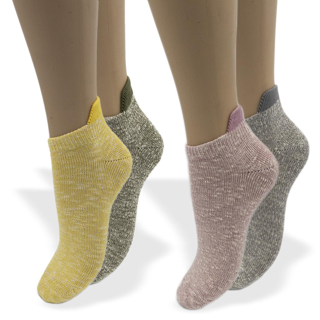 4 Paia - Calze corte in cotone fiammato con linguetta - Collezione FLAPPED - traspiranti, colorate, naturali ed ecosostenibili