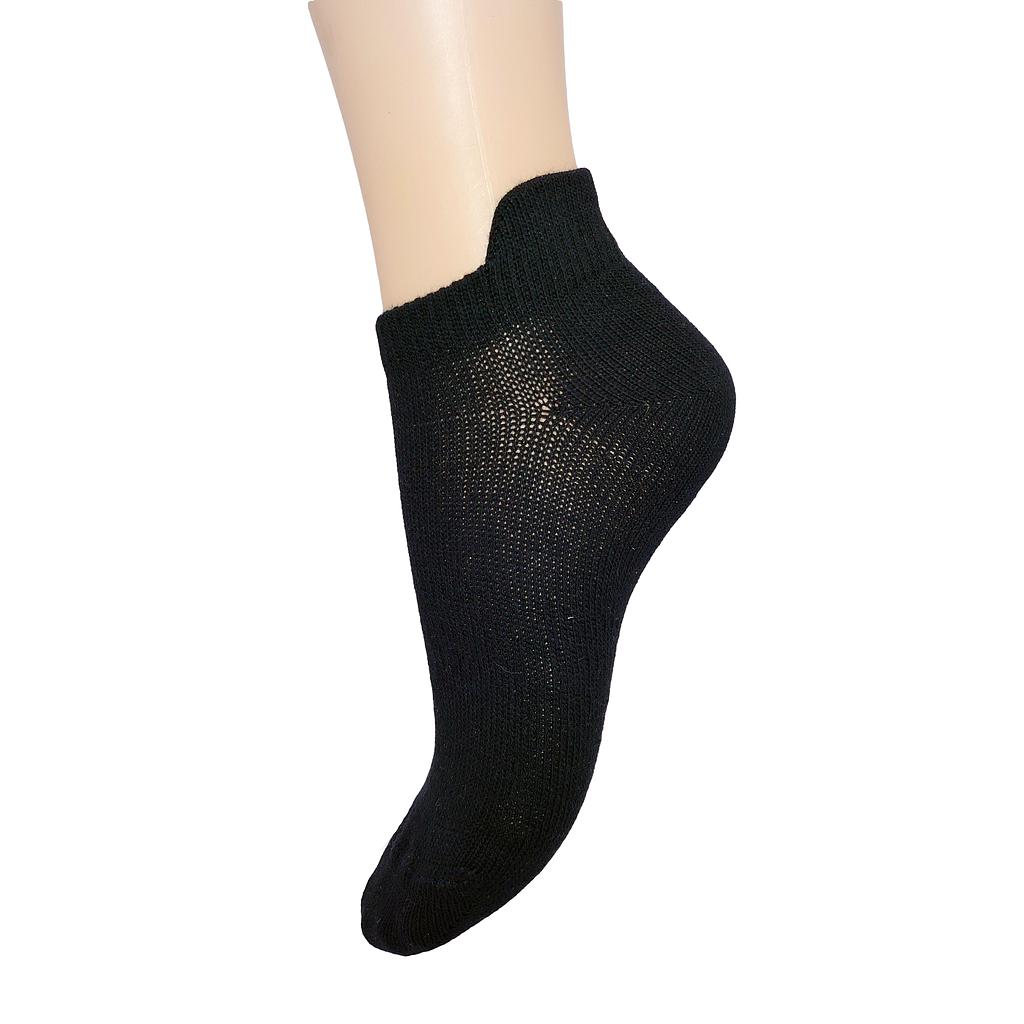 12 Paia - Calze corte in cotone pettinato nere con linguetta - Collezione BLACK FLAPPED - traspiranti e fresche